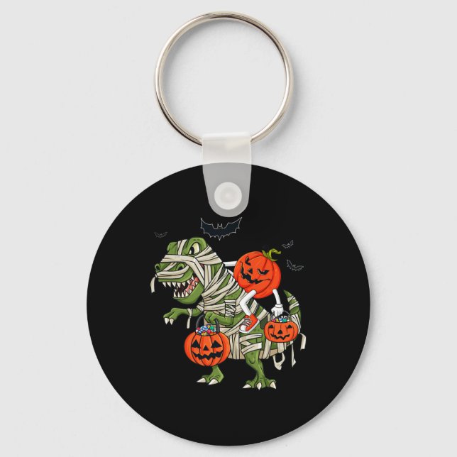 Llavero Halloween Jack O Lantern Riding T Rex Boys Chicas  (Anverso)