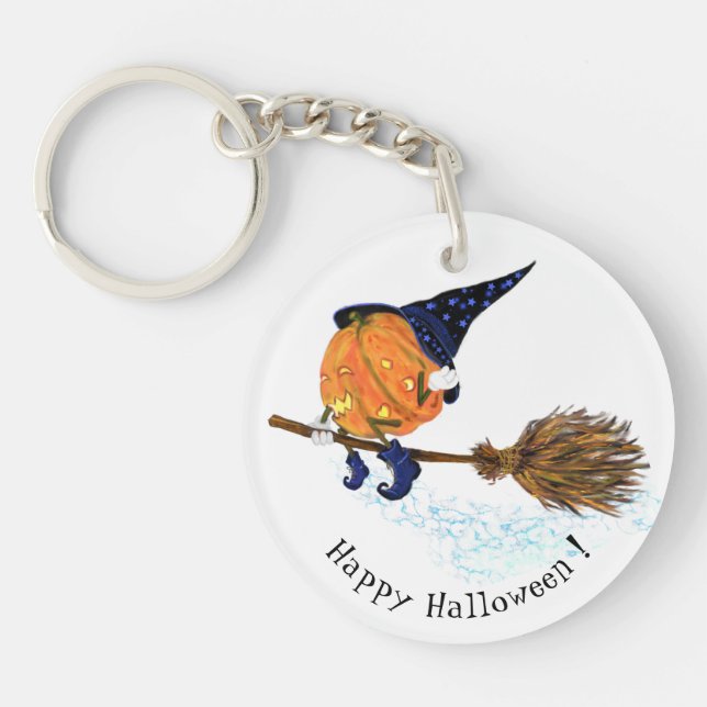 Llavero Halloween Keychain Witch Pumpkin Flying Broom (Frente)