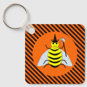 Llavero Halloween Magic Bee Witch Naranja y Black Stripes