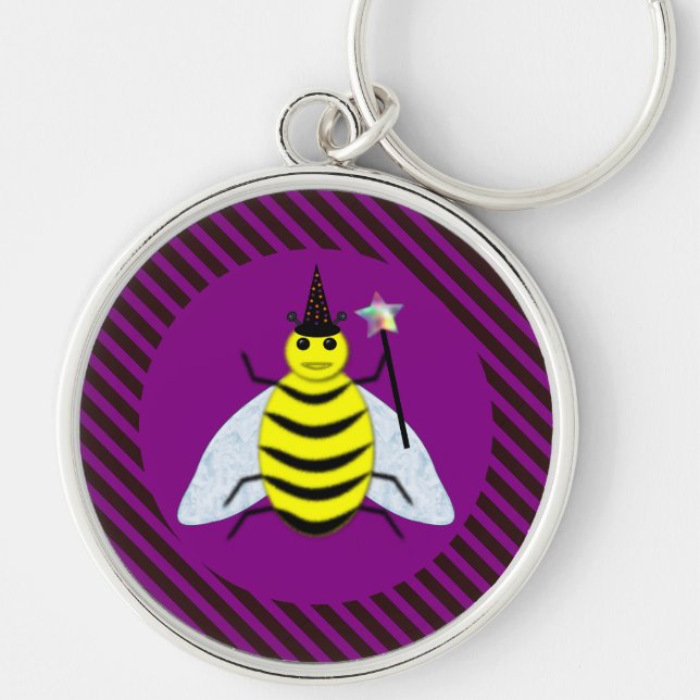 Llavero Halloween Magic Bee Wizard Purple and Black Stripe (Frente)
