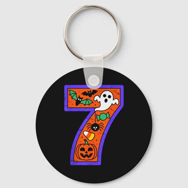 Llavero Halloween Number 7 Birthday Pumpkin Ghost Sder Can (Anverso)