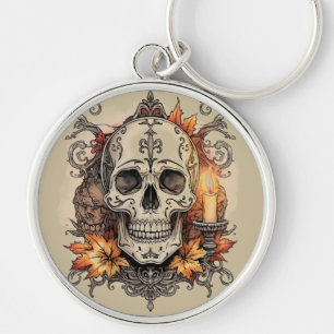 Llavero Halloween, Patrón de Calavera, Calavera a la luz d