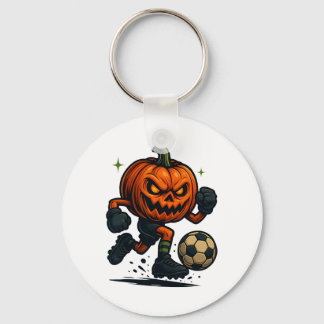 Llavero Halloween Scary Pumpkin Showing Soccer Skills Spoo