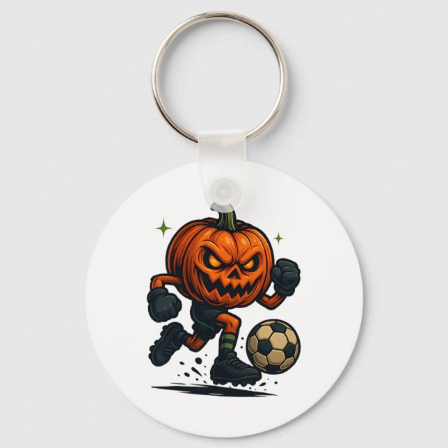 Llavero Halloween Scary Pumpkin Showing Soccer Skills Spoo (Anverso)