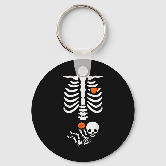 Llavero Halloween Skeleton Baby Rib Cage Pregnant Pumpkin  (Anverso)