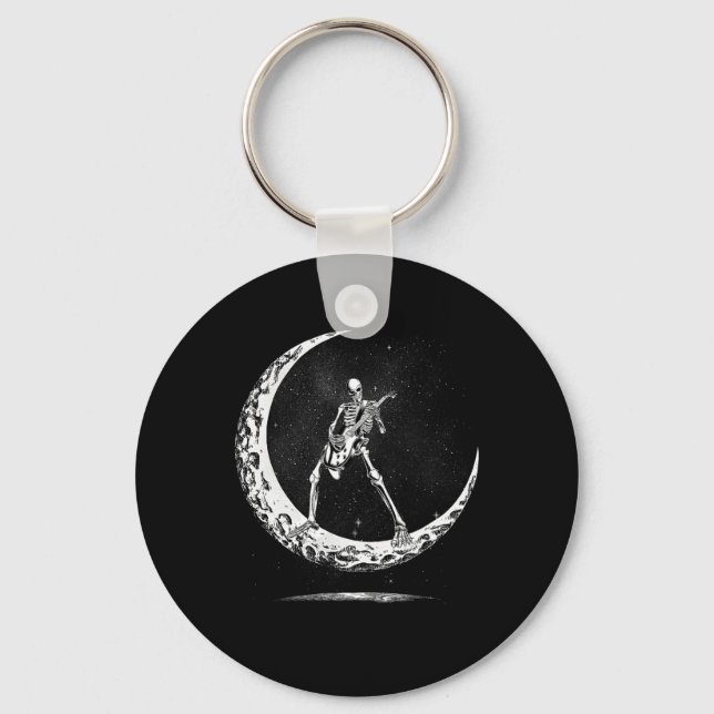 Llavero Halloween Skeleton Moon Rock And Roll Musician Gui (Anverso)