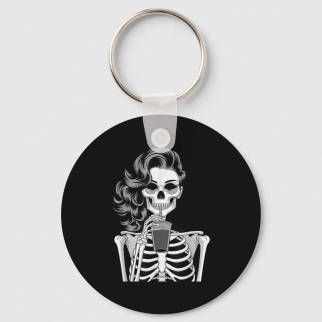 Llavero Halloween Skeleton Retro Style Drink Beverage Quir (Anverso)