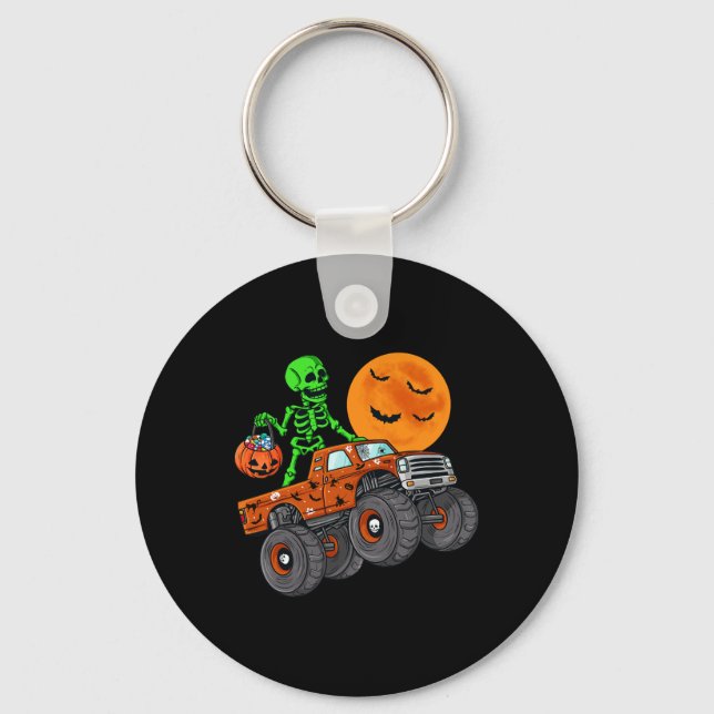 Llavero Halloween Skeleton Riding Monster Truck Toddler Bo (Anverso)