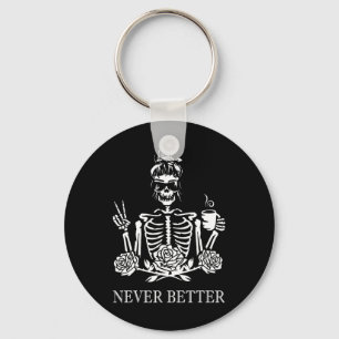 Llavero Halloween Skeleton Skull Mujeres tomando café Nev