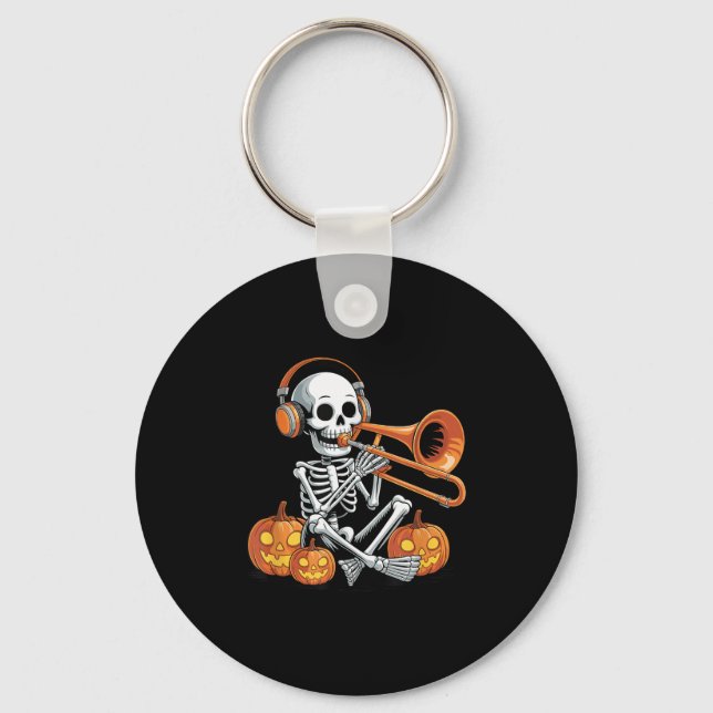 Llavero Halloween Skeleton Trombone Trombonist  (Anverso)