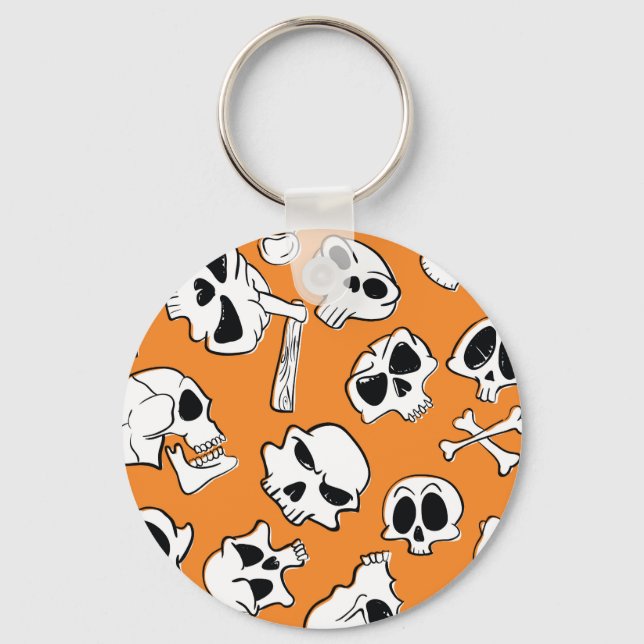 Llavero Halloween Skulls Bones Doodle Pattern (Anverso)