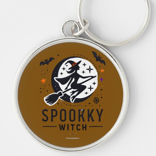 Llavero Halloween Spooky Witch Design - Volando en la habi (Frente)