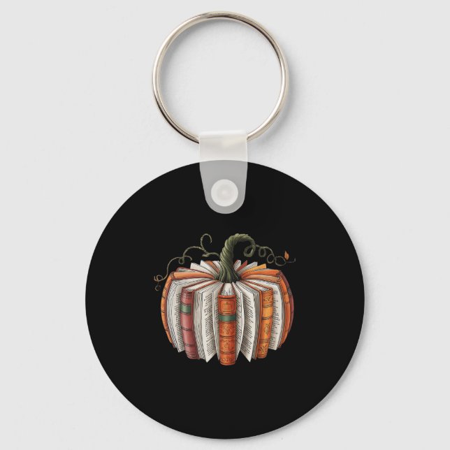 Llavero Halloween Teachers Libraries Fall Book Pumpkin Ret (Anverso)