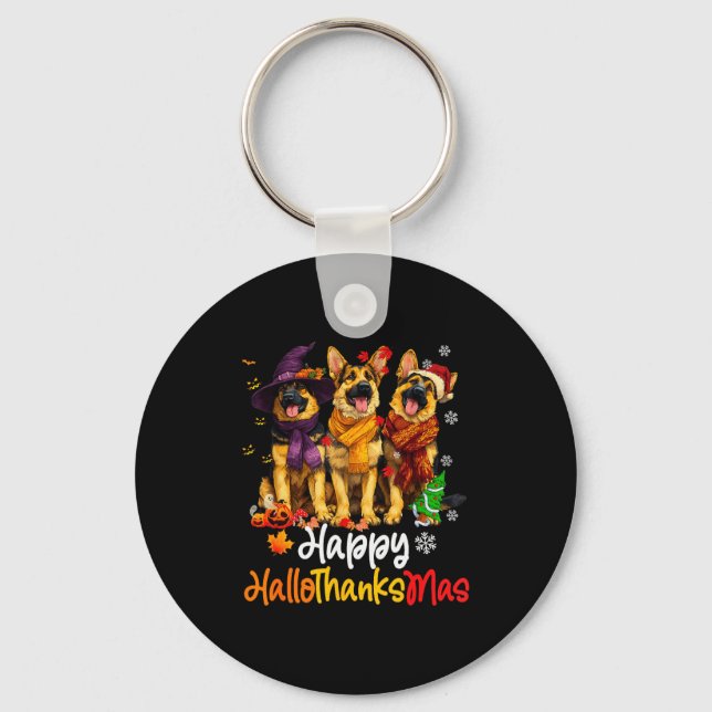 Llavero Halloween Thanksgiving Christmas German Shepherd D (Anverso)
