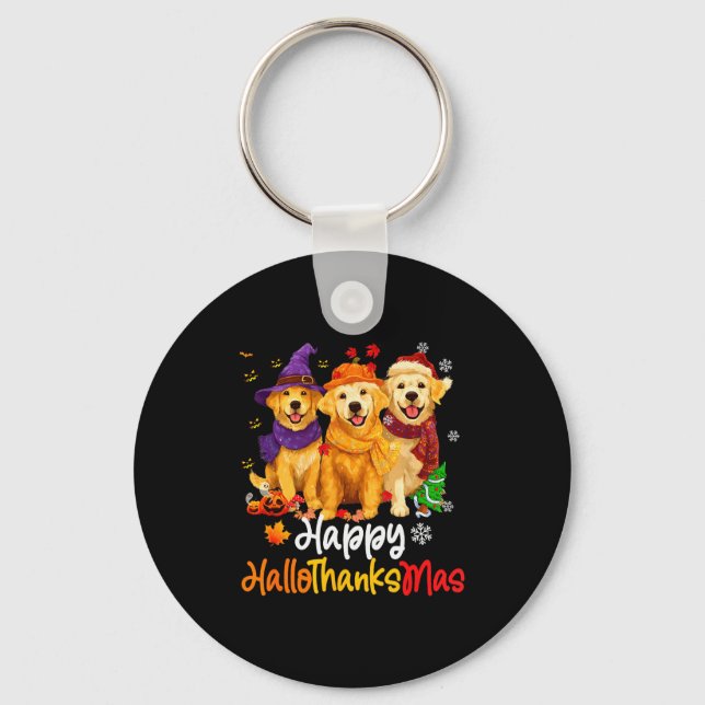 Llavero Halloween Thanksgiving Christmas Golden Retriever  (Anverso)