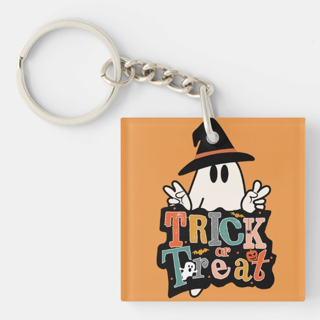 Llavero Halloween Truco fantasma o trato personalizado (Frente)