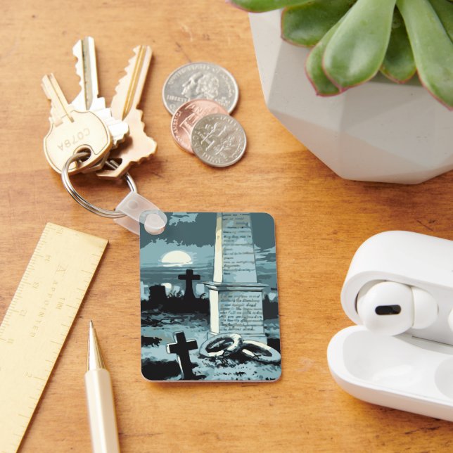 Llavero Halloween vintage, cementerio espeluznante con tum (Escritorio )