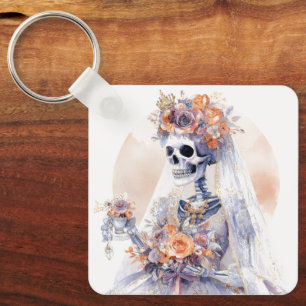 Llavero Halloween Watercolor Skeleton Keychain