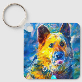 Llavero Halo: Retrato de un pastor alemán