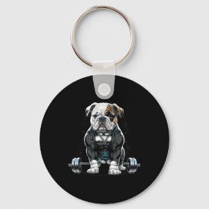 Llavero Halterofilia Perro Diversión Fitness Gym Bulldog