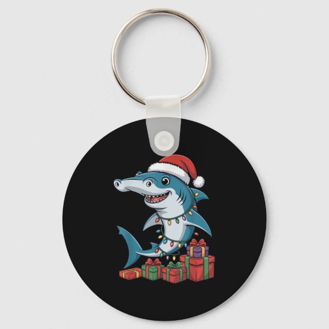 Llavero Hammerhead Shark Santa Hat Navidades Funny Marine (Anverso)