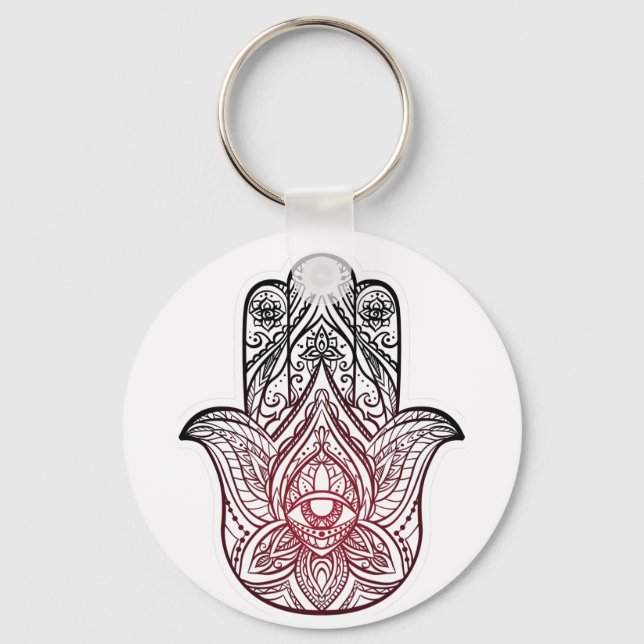 Llavero Hamsa con patrón boho (Anverso)