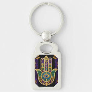 Llavero Hamsa del Tercer Ojo Dorado Ornamentado