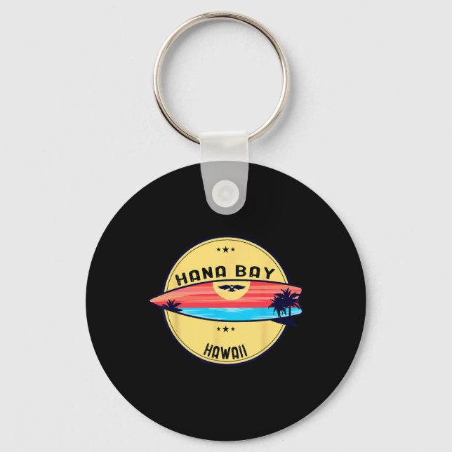 Llavero Hana retro y surf en la playa de Hawaii  (Anverso)