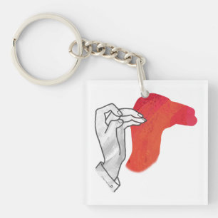 Llavero Hand Silhouette Camel Red