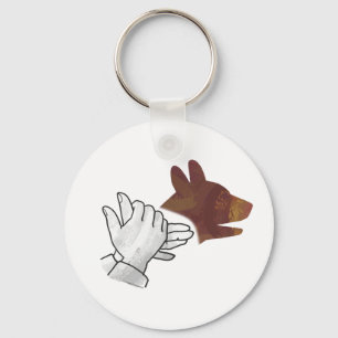 Llavero Hand Silhouette Dog Brown