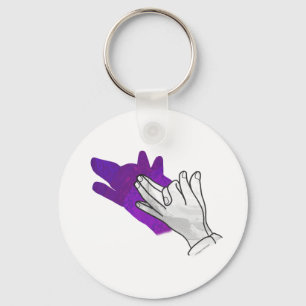 Llavero Hand Silhouette Wolf Purple