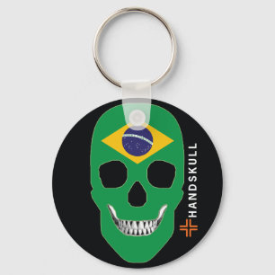Llavero HANDSKULL Brasil, cráneo feliz, bandera de Brasil
