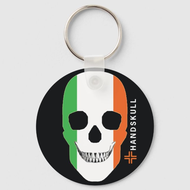 Llavero HANDSKULL Irlanda,Cráneo feliz,Bandera de Irlanda (Anverso)