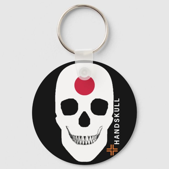 Llavero HANDSKULL Japón, cráneo feliz, bandera de Japón (Anverso)