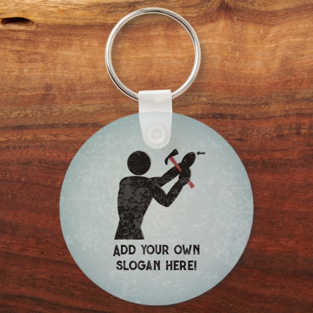 Llavero Handyman - DIY Guy con martillo - Añadir su propio (Anverso)