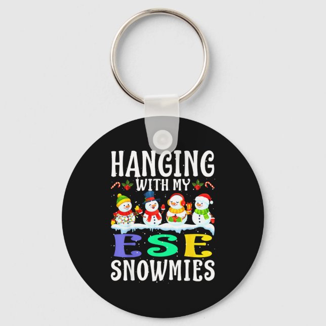 Llavero Hanging With My Ese Snowmies Teacher Christmas Gif (Anverso)