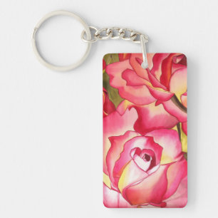 Llavero Hannah Gordon arte de la acuarela rosa rosa rosa