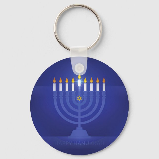 Llavero hanukkah azul feliz (Anverso)