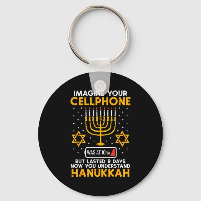 Llavero Hanukkah Imagine Your Cellphone Chanukah Jew Men W (Anverso)
