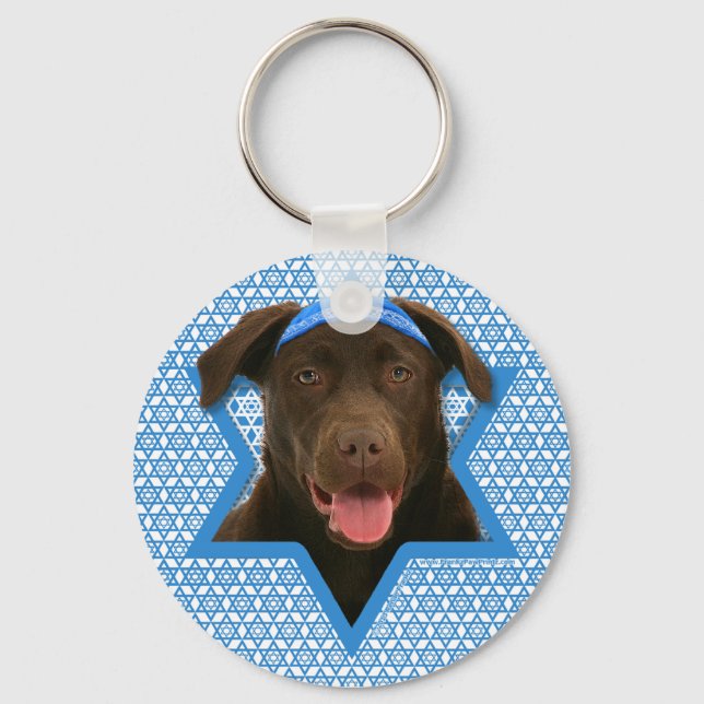Llavero Hanukkah Star of David - Chocolate Labrador (Anverso)