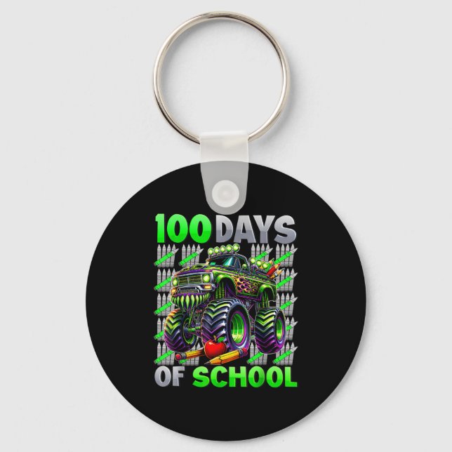 Llavero Happy 100 Days Of School Funny Monster Truck Stude (Anverso)