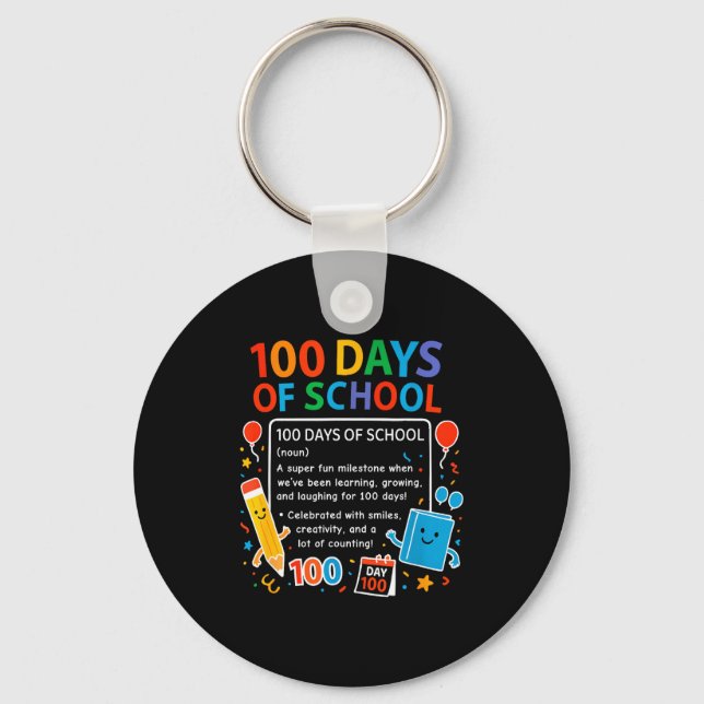 Llavero Happy 100th Day Of School Student Design, 100 Days (Anverso)