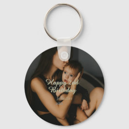 Llavero Happy 2nd birthday kids baby mother yellow gray na