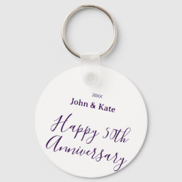Llavero Happy 50th anniversary purple name year simple 
