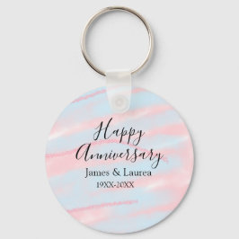 Llavero Happy anniversary wedding name date year pastel