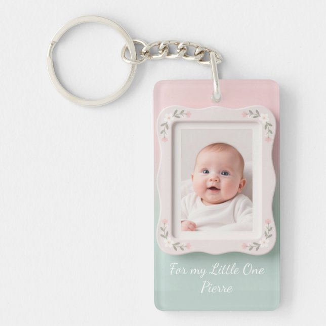 Llavero Happy Baby Floral Pink Green Frame (Frente)
