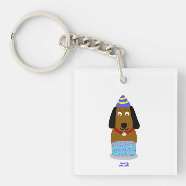 Llavero Happy Birday Pup Square Keychain (Frente)