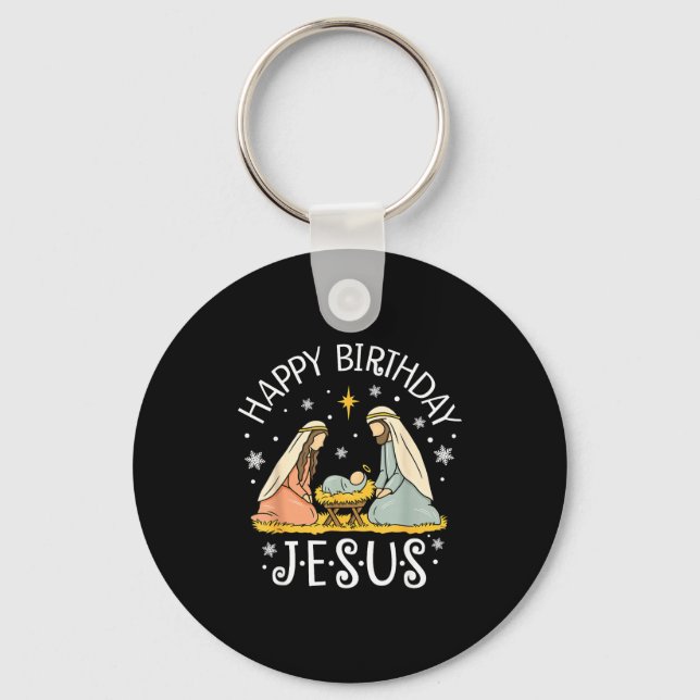 Llavero Happy Birthday Jesus Ugly Christmas Sweater Christ (Anverso)