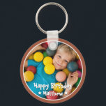 Llavero Happy Birthday Modern Simple Star Photo<br><div class="desc">Este diseño sencillo y moderno se compone de una tipografía de suero y añade una foto personalizado.</div>