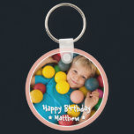Llavero Happy Birthday Modern Simple Star Photo<br><div class="desc">Este diseño sencillo y moderno se compone de una tipografía de suero y añade una foto personalizado.</div>